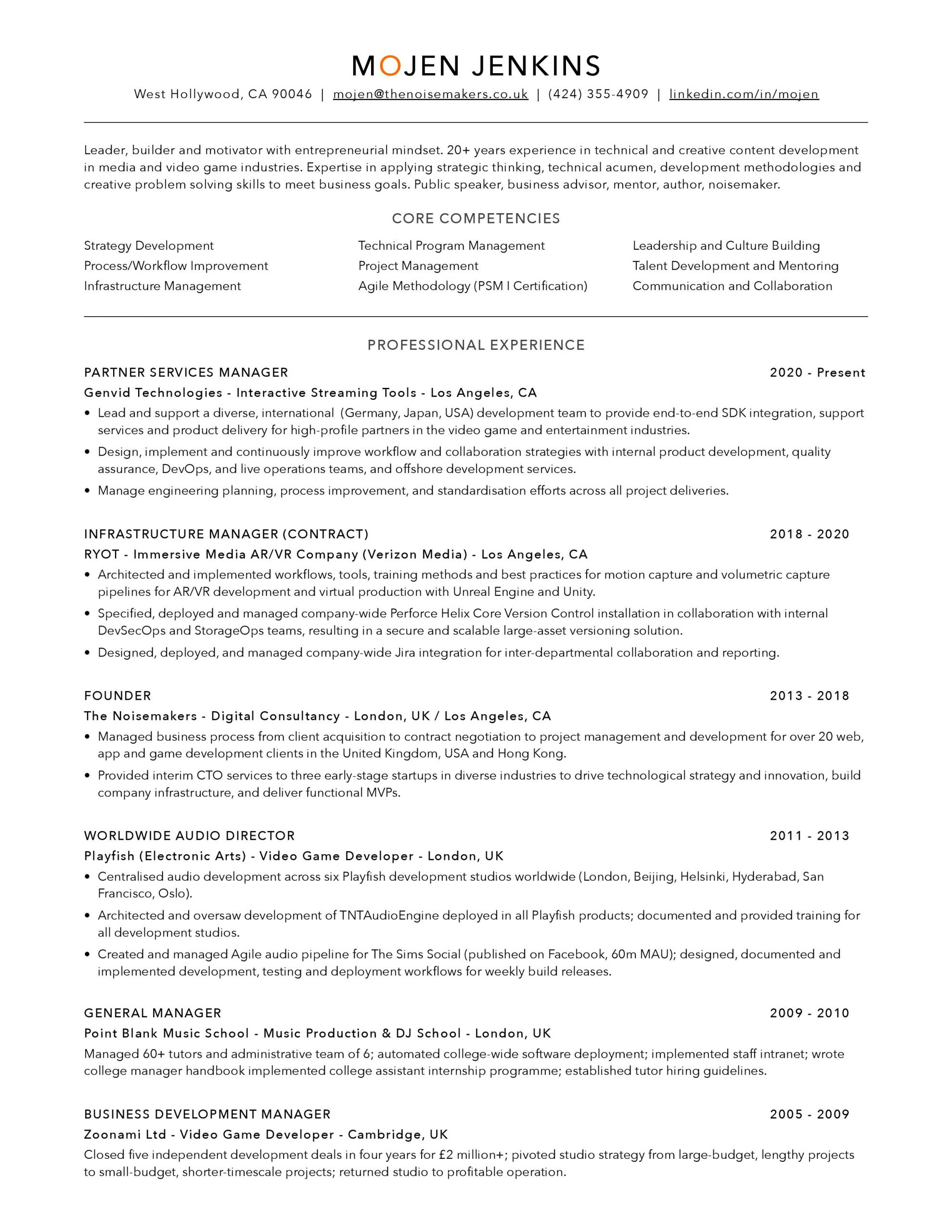 MoJen Jenkins CV Page 1